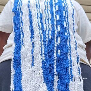 Blue and white shredded skies scarf